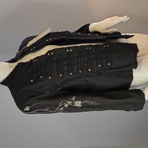 Inspira Embroidered Cotton Metal Accent 3/4 Sleeve Vintage Jacket Size XL